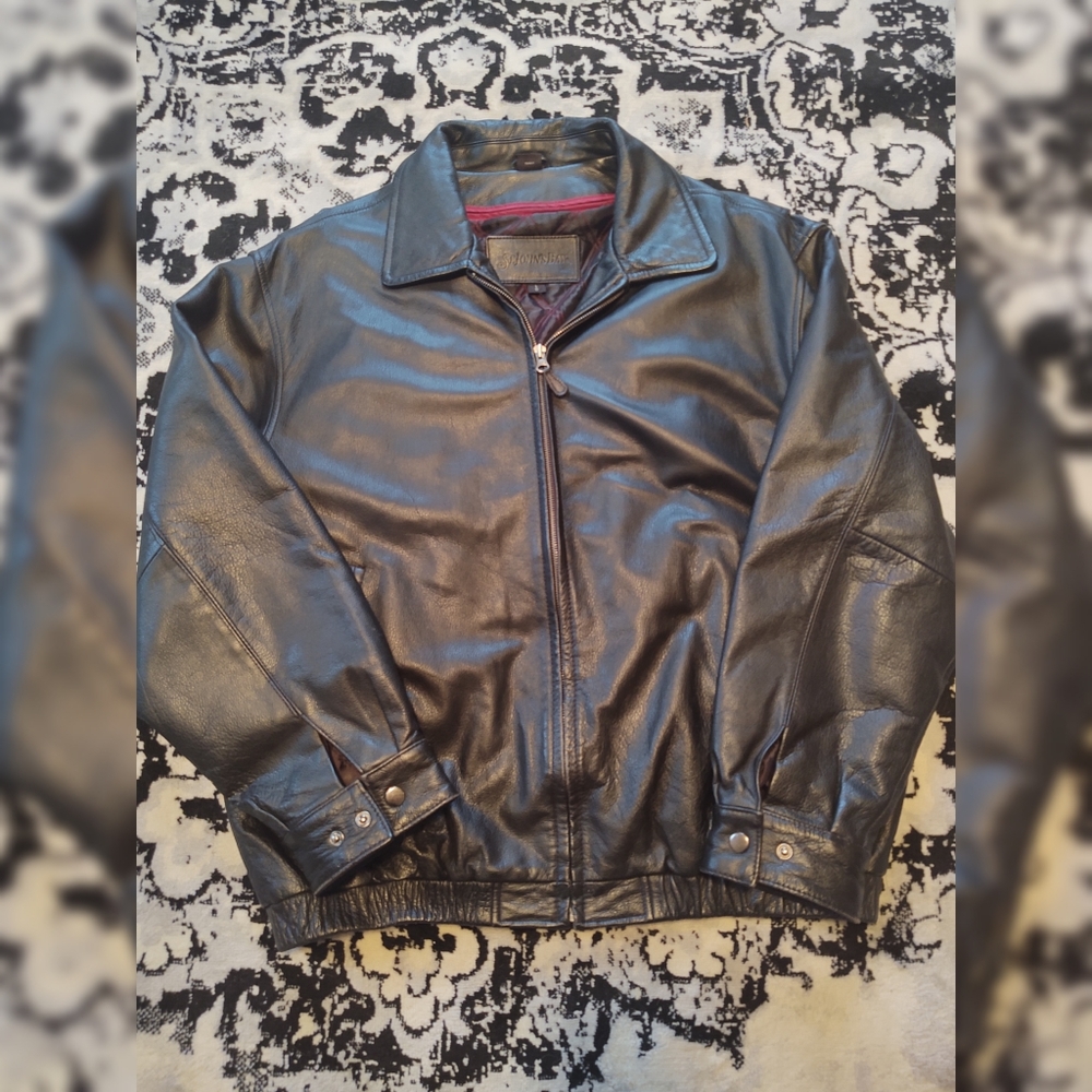 St John's Bay Leather Jacket Black Size Large